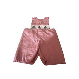 Boutique Smocked Jon Jon Size 24m Red and White Gingham Sailboat